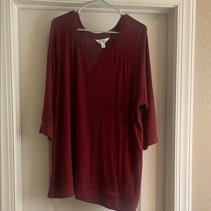 Market & Spruce Deep Red Long Sleeve Top